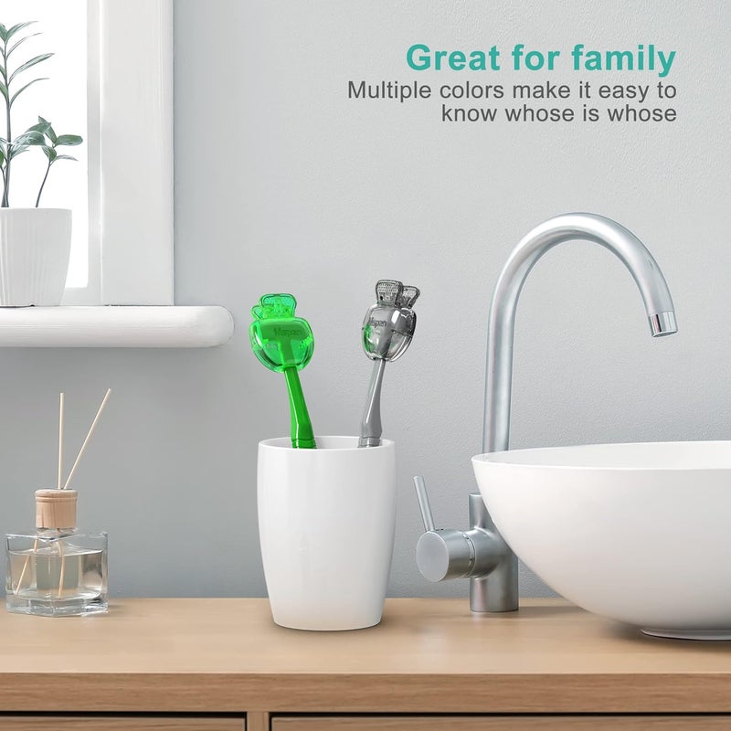 Mspan Tongue Scraper for Adults & Kids: Tongue Cleaner Brush Dental Clean Care Kit with Plastic Travel Case Cover - Oral Hygiene Fresh Breath Green Grey 2 Pack - Image 5